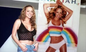 Mariah Carey em coletiva para a imprensa no Brasil (São Paulo), em 1999