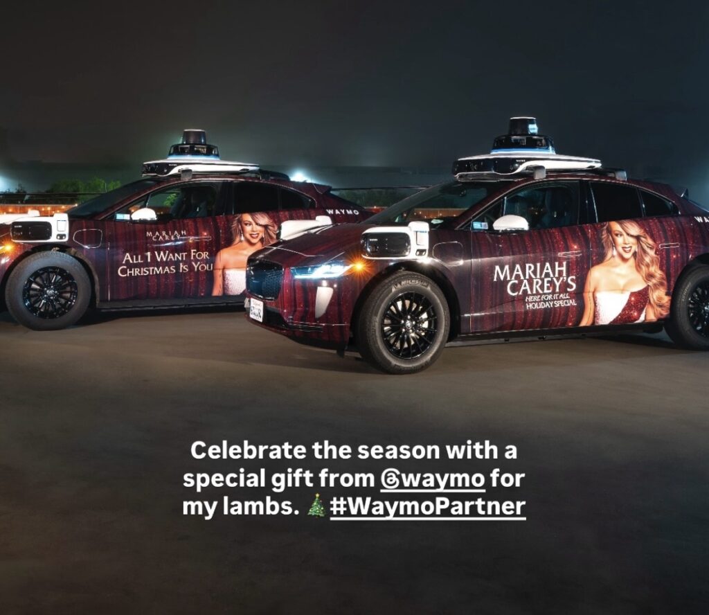 Carros da Waymo desfilam com a Imagem de Mariah Carey pelas ruas de Los Angeles 3 img 1061